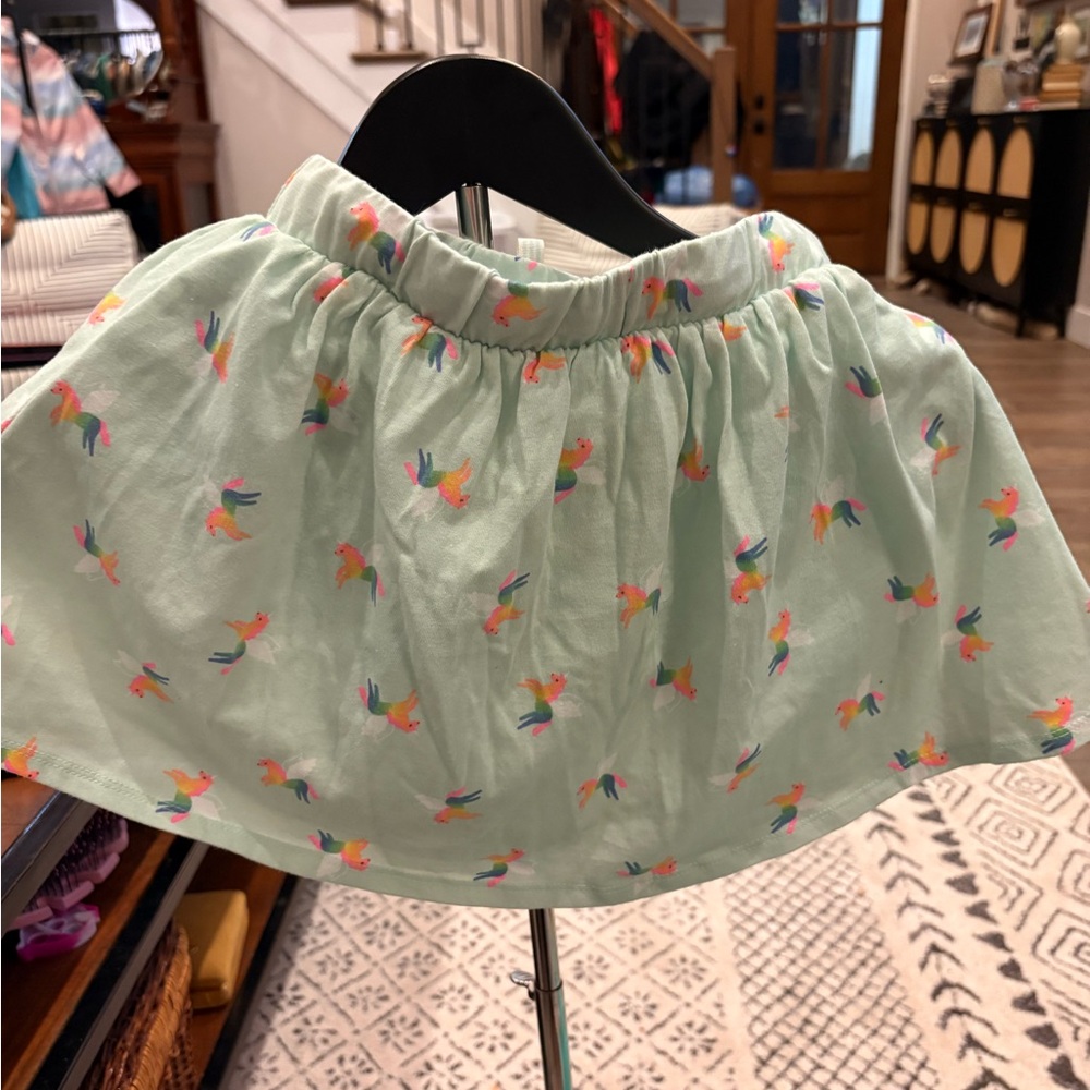 Cat & Jack Light Green Skirt with Multicolor Print